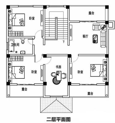 二层小别墅平面图