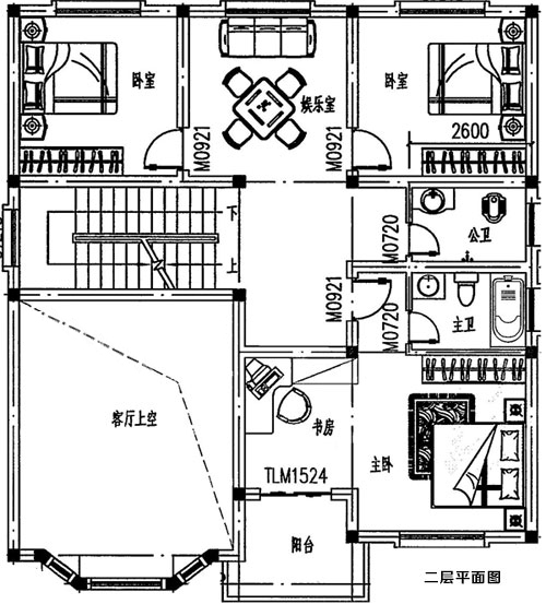 二层小别墅平面图