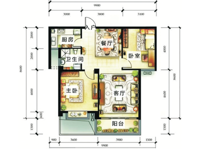 入户门对饭厅厨房